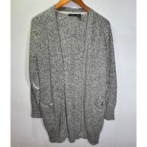 RDI Women’s Large Marled Knit Open Front Cardigan Gray Long Sleeve Pockets